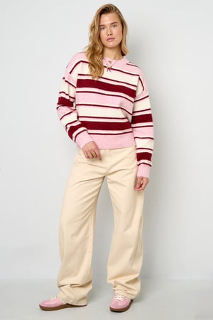 Maglioni in maglia di poliestere (poliestere) Righe Abbigliamento casual autunno/inverno h5 Immagine8